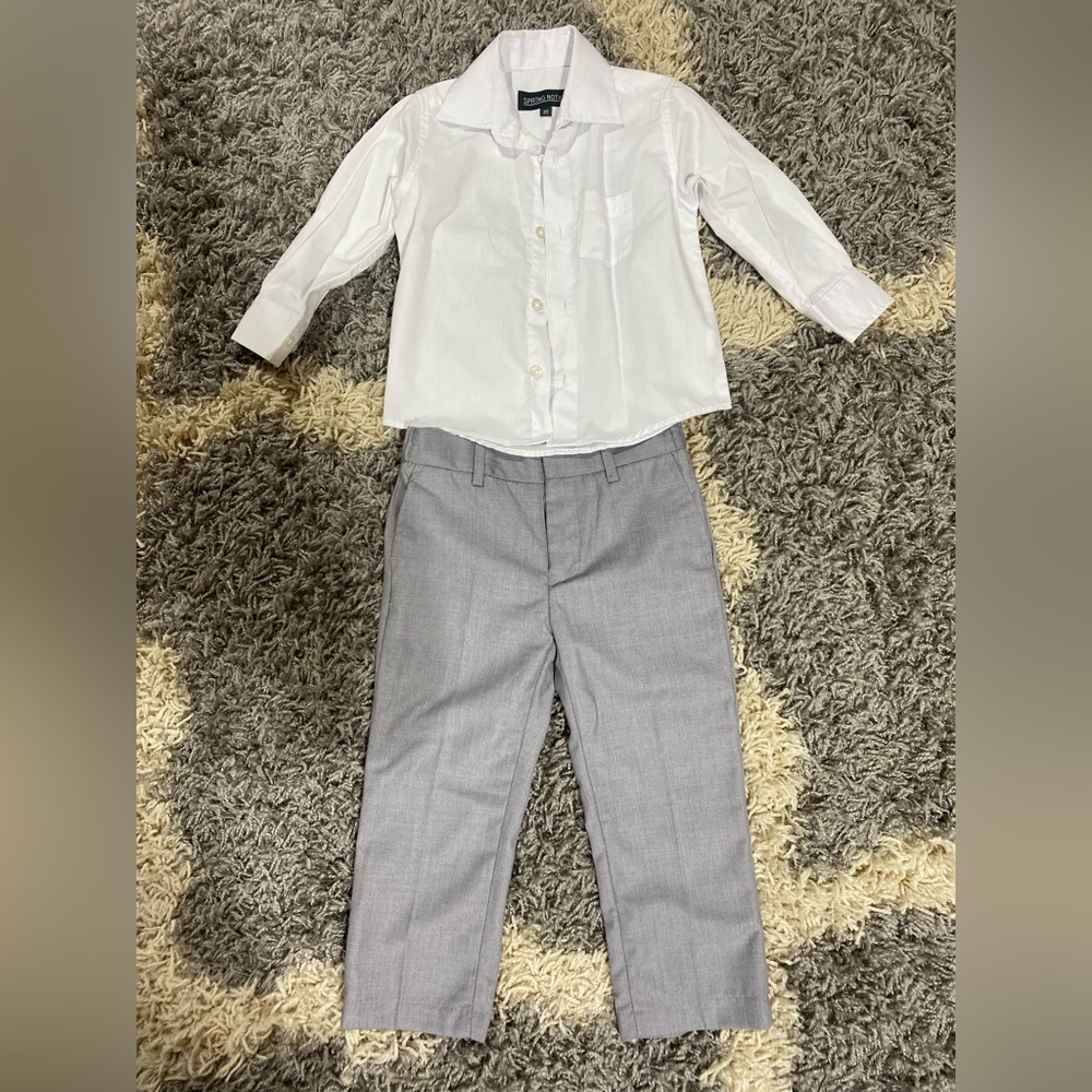 Spring Notion Suit Bottoms and White Dress Shirt 3T